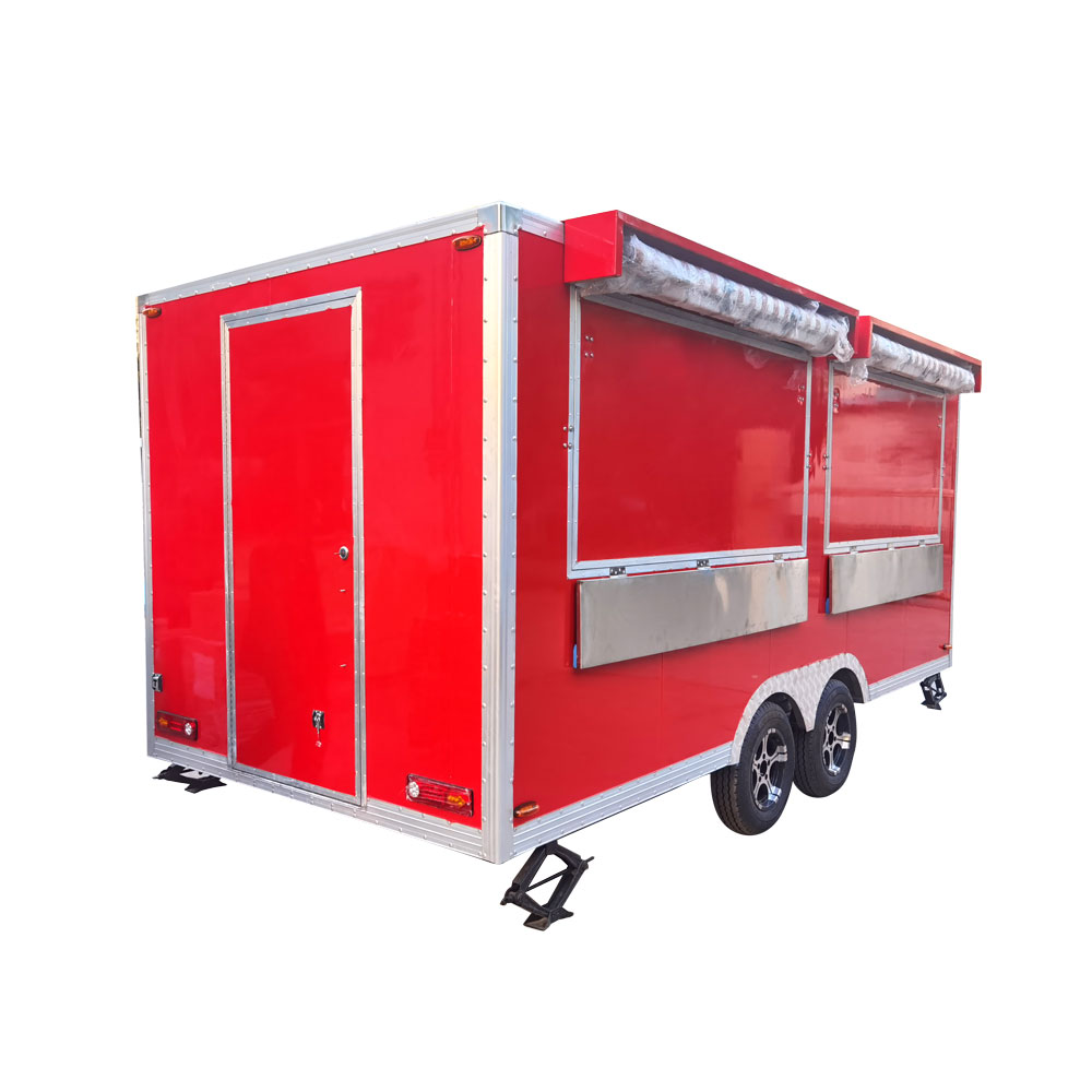 4.8m （16ft）Squqre red food trailer