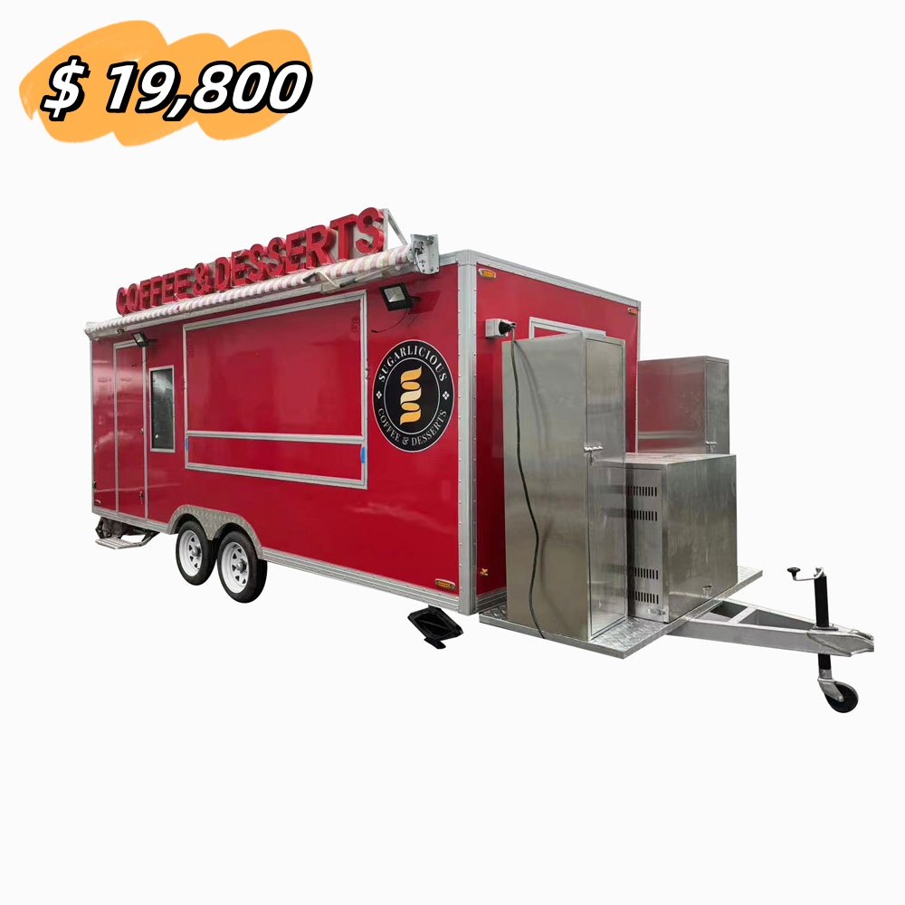 5.5m (18ft) Red food trailer
